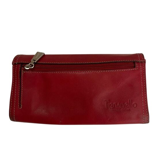 Tignanello Wallet Bag Red Burgundy Leather 7" Coin Purse Trifold Zip - Picture 12 of 16